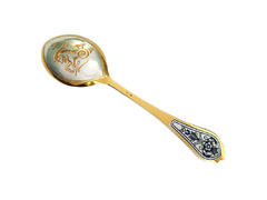 Серебряная ложка десертная Знак зодиака «Козерог» с золочением